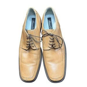 Kenneth Cole New York Shoes Mens Size 10.5 Beige Leather Derby Lace Up‎ Dress